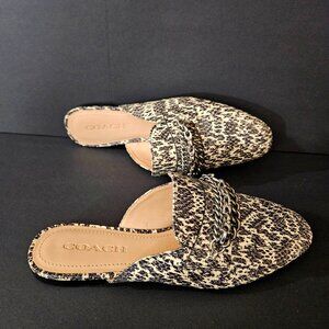 (NWOT) COACH Black & White Faux Snakeskin Mules - Size 7.5 Excellent Condition